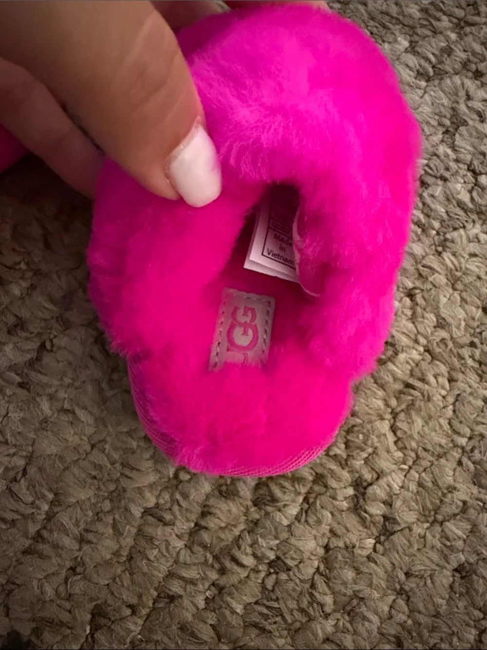 Uggs Fuchsia Furry Slip-On Slippers